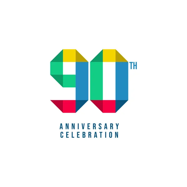 90 Th Aniversario Celebración Vector Plantilla Diseño Ilustración — Vector de stock