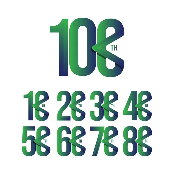 100周年記念セット お祝いベクトル テンプレートデザインイラスト — ストックベクタ