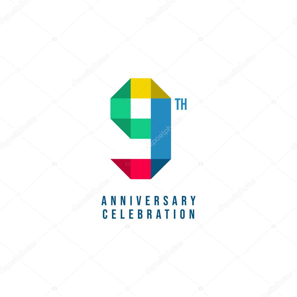 9 Th Anniversary Celebration Vector Template Design Illustration