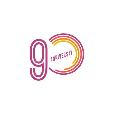 90. Yıldönümü Kutlama Vektör Şablonu Tasarım İllüstrasyonu