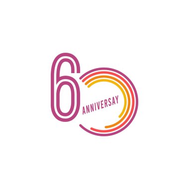 60. Yıldönümü Kutlama Vektör Şablonu Tasarım İllüstrasyonu