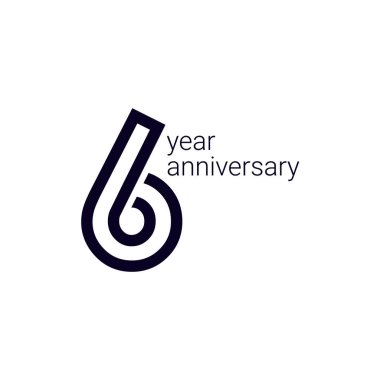 6. Yıldönümü Kutlama Vektör Şablonu Tasarım İllüstrasyonu