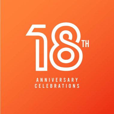 18. Yıldönümü Kutlama Şablonu Tasarım Çizimi