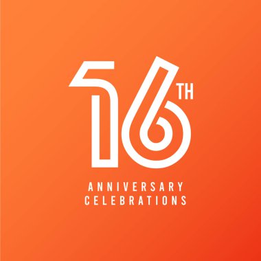 16. Yıldönümü Kutlama Şablonu Tasarım Çizimi