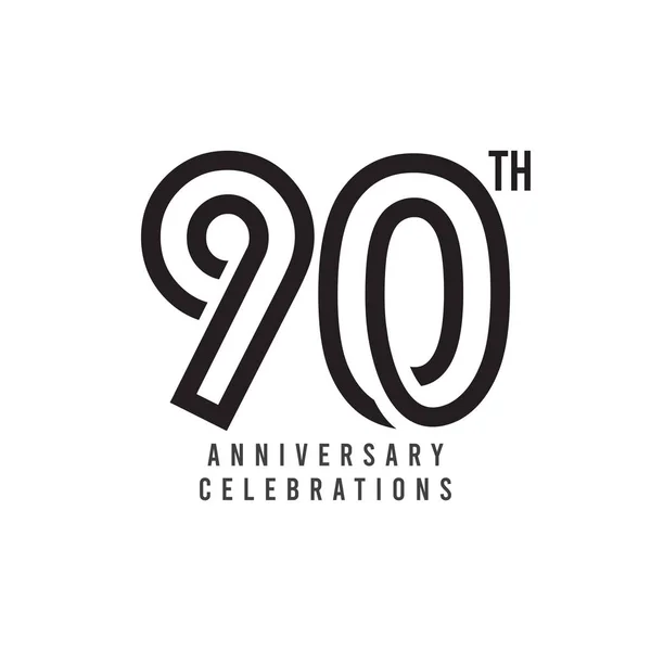 90 Th Aniversario Celebración Vector Plantilla Diseño Ilustración — Archivo Imágenes Vectoriales