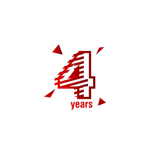 4 anni anniversario celebrazione modello vettoriale illustrat design — Vettoriale Stock