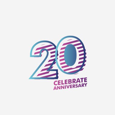 20 Yıl Dönümü Kutlama Vektör Şablonu Tasarım Illustrat
