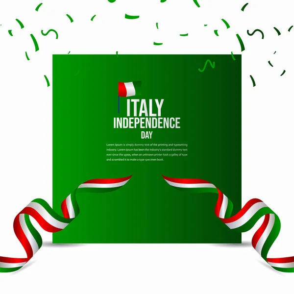 행복한, 이탈리아, 독립기념일, 축하, 벡터, 디자인, 디자인 일러스트 — 스톡 벡터
