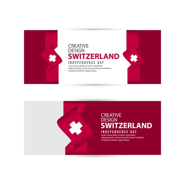 Suiza Celebración del Día de la Independencia Diseño Creativo Ilustración Vector Template — Vector de stock