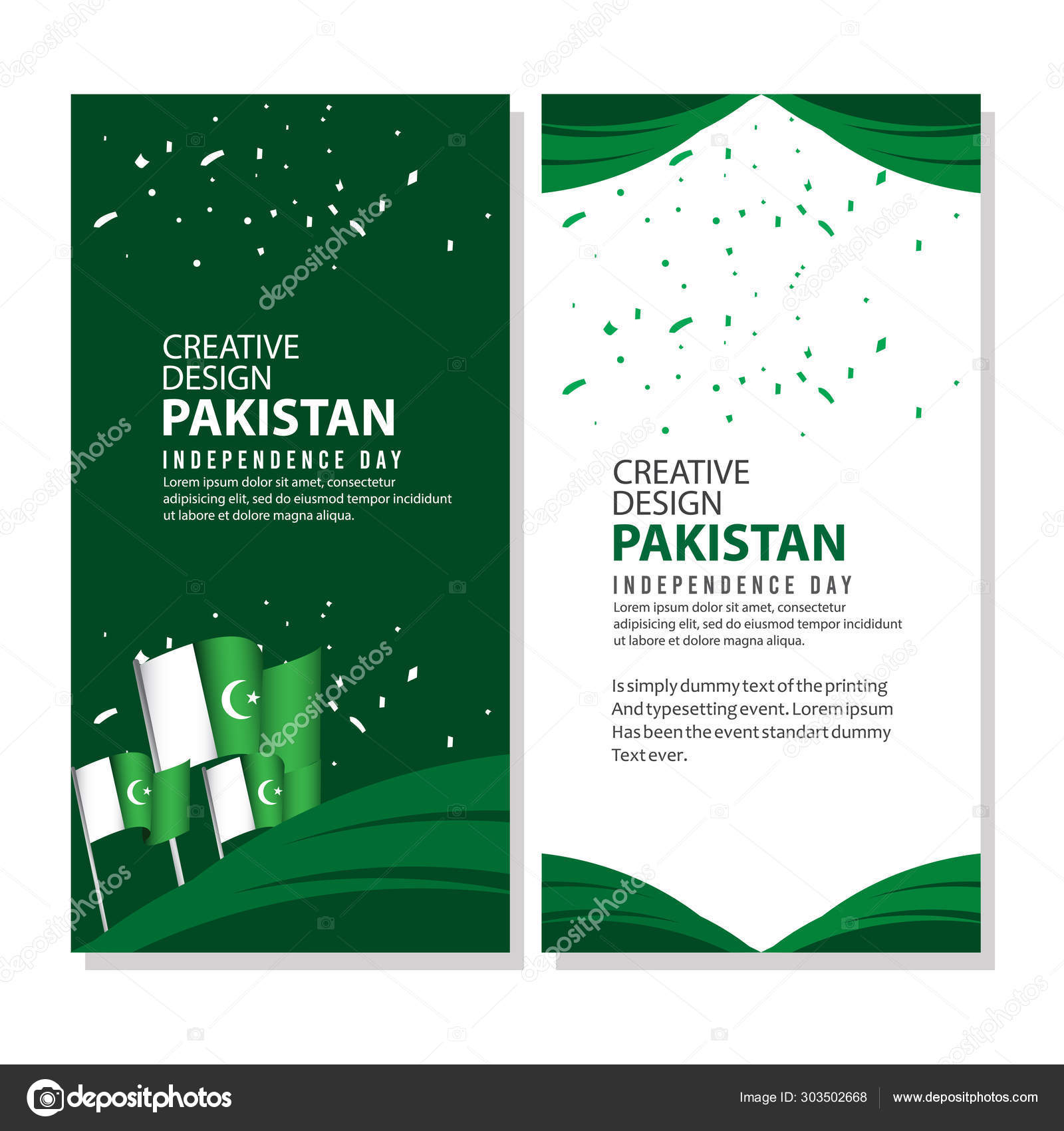 Pakistan Independence Day Celebration Poster Creative Design Illustration Vector Template Stock