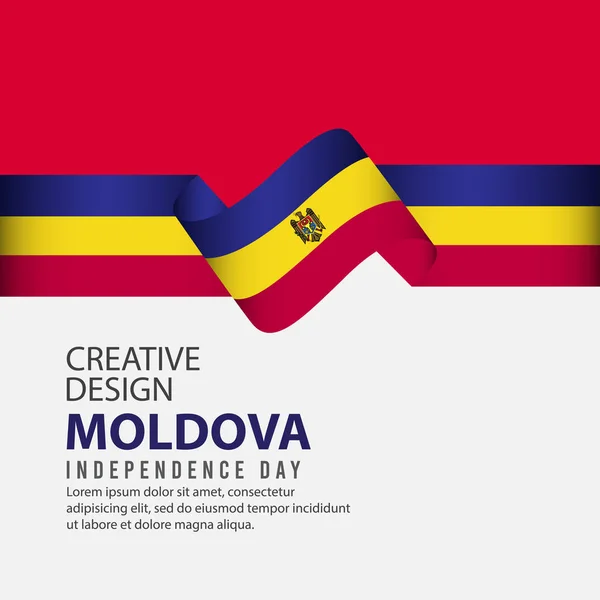 Celebración del Día de la Independencia de Moldavia Diseño creativo Ilustración Vector Template — Vector de stock