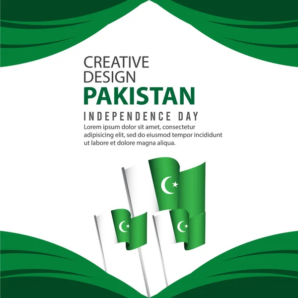 巴基斯坦独立日庆祝活动海报创意设计插图矢量模板 — 图库矢量图片