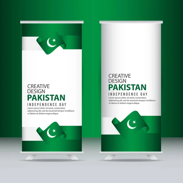 Pakistán Celebración del Día de la Independencia Póster Diseño Creativo Ilustración Vector Template — Vector de stock