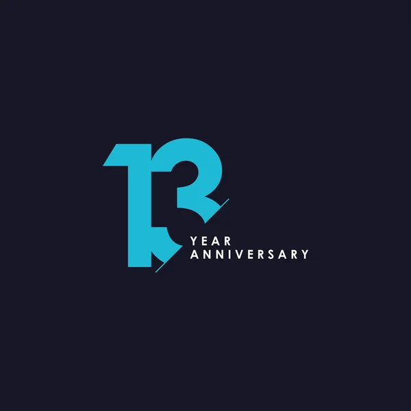 13 Anos Anniversary Vector Template Design Ilustração — Vetor de Stock