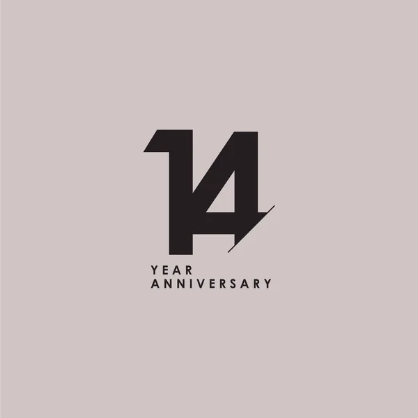 14 Años Celebración del Aniversario Vector Plantilla Diseño Illustra — Vector de stock