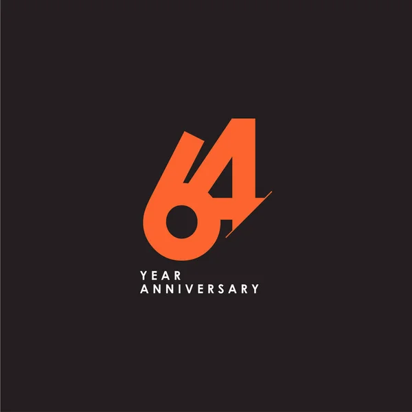 64 Años Celebración del Aniversario Vector Plantilla Diseño Illustra — Vector de stock