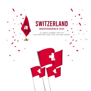 İsviçre Bağımsızlık Günü Kutlama, Afiş, afiş vektör şablonu İllüstrasyon baskı için tasarım seti