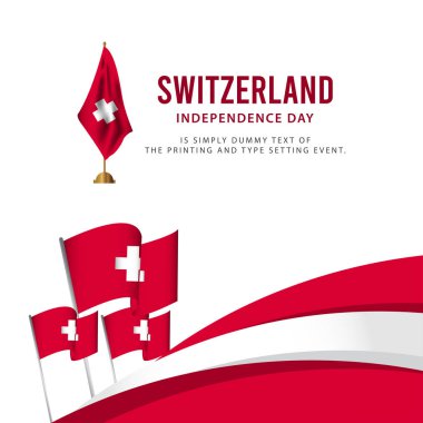 İsviçre Bağımsızlık Günü Kutlama, Afiş, afiş vektör şablonu İllüstrasyon baskı için tasarım seti