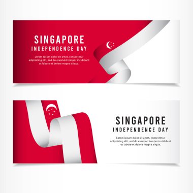Singapur Bağımsızlık Günü Kutlama, afiş seti Tasarım Vektör Şablonu İllüstrasyon