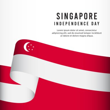 Singapur Bağımsızlık Günü Kutlama, afiş seti Tasarım Vektör Şablonu İllüstrasyon