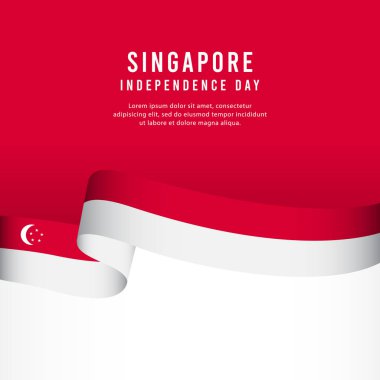 Singapur Bağımsızlık Günü Kutlama, afiş seti Tasarım Vektör Şablonu İllüstrasyon