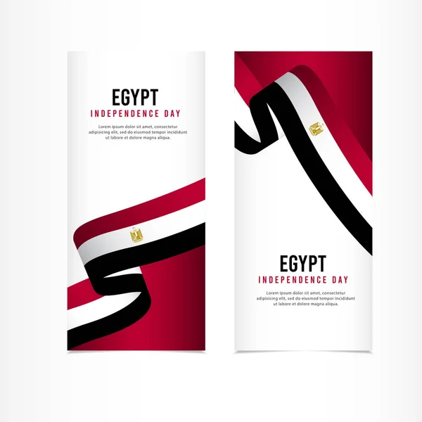 Egipto Celebración del Día de la Independencia, conjunto de pancartas Diseño Vector Plantilla Ilustración — Vector de stock