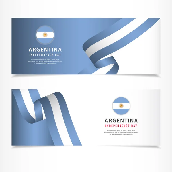 Celebración del Día de la Independencia de Argentina, banner set Diseño Vector Plantilla Ilustración — Archivo Imágenes Vectoriales