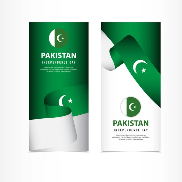Pakistan Bağımsızlık Günü Kutlama, afiş seti Tasarım Vektör Şablonu İllüstrasyon — Stok Vektör