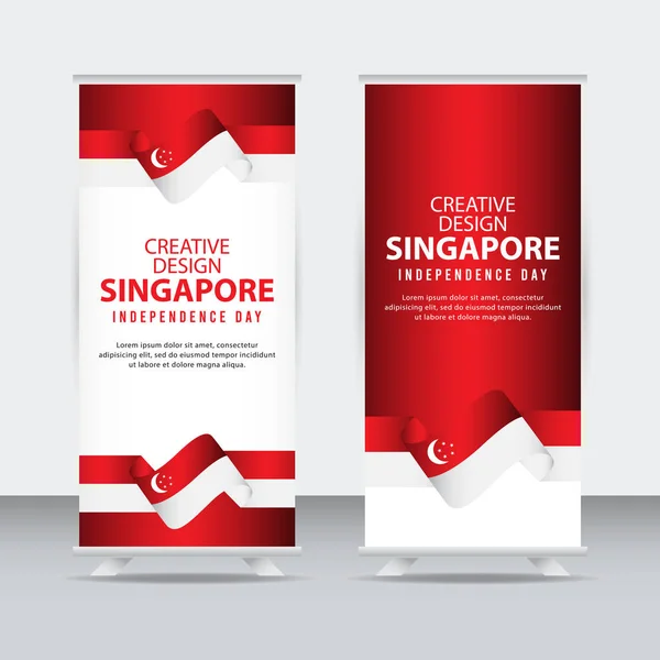 Singapur Día Independiente Póster Diseño Creativo Ilustración Vector Template — Vector de stock