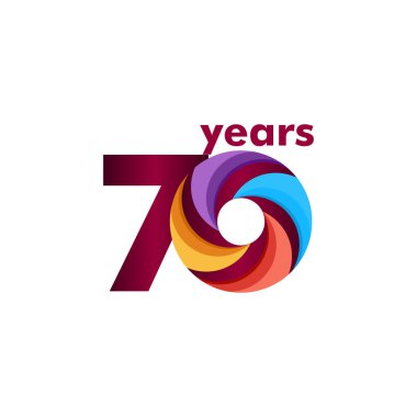 70 Yıl Yıldönümü Renkli Vektör Şablontasarım İllüstrasyon