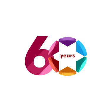 60 Yıl Yıldönümü Diamond Star Vektör Şablon tasarım Illüstrasyon