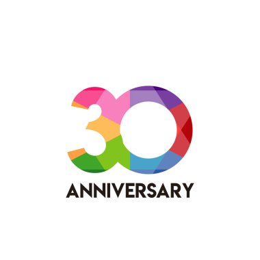 30 Yıl Yıldönümü Basit Vektör Şablonu Tasarım İllüstrasyon
