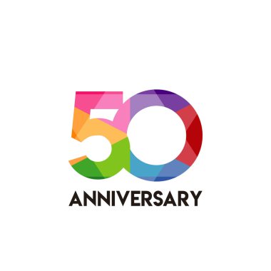 50 Yıl Dönümü Basit Vektör Şablonu Tasarım İllüstrasyon