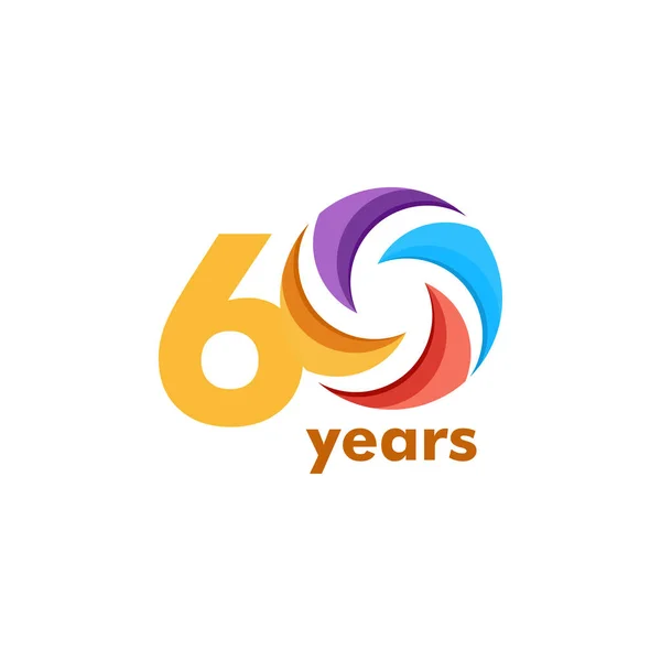 Aniversário de 60 anos Rainbow Vector Template Design Ilustração —  Vetores de Stock