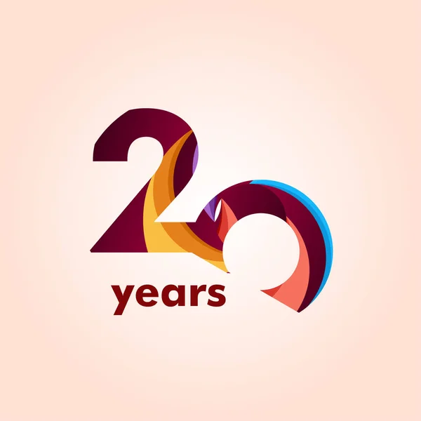 20 Aniversario Elegante Número Vector Plantilla Diseño Ilustración — Vector de stock