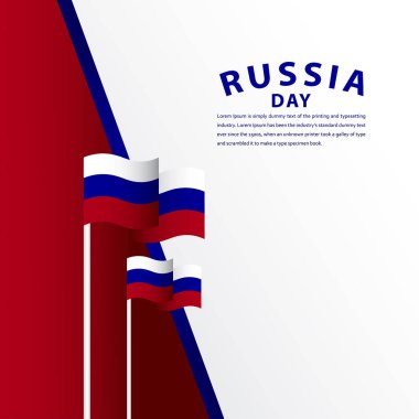 Mutlu Rusya Bağımsızlık Günü Kutlama Vektörü Şablon Tasarım Çizimi