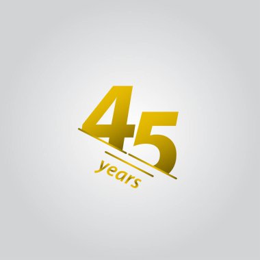 45 Yıl Yıldönümü Kutlaması Altın Çizgi Vektör Şablonu Tasarım Çizimi
