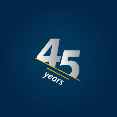 45 Yıl Yıldönümü Kutlaması Mavi ve Beyaz Vektör Şablon Tasarımı Çizimi