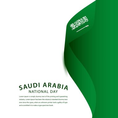 Mutlu Suudi Arabistan Ulusal Günü Kutlama Şablonu Tasarım Çizimi