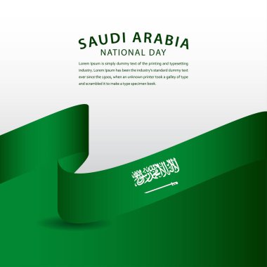 Mutlu Suudi Arabistan Ulusal Günü Kutlama Şablonu Tasarım Çizimi