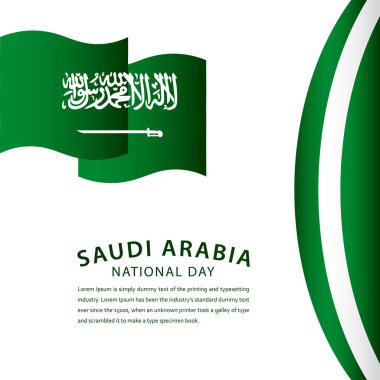 Mutlu Suudi Arabistan Ulusal Günü Kutlama Şablonu Tasarım Çizimi