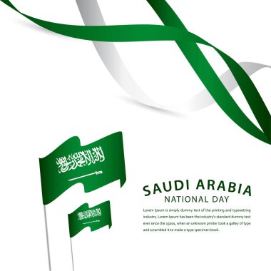 Mutlu Suudi Arabistan Ulusal Günü Kutlama Şablonu Tasarım Çizimi