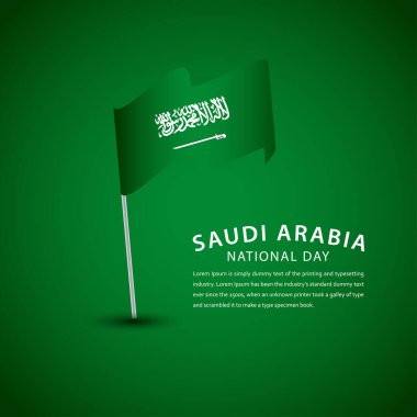 Mutlu Suudi Arabistan Ulusal Günü Kutlama Şablonu Tasarım Çizimi
