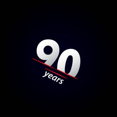 90 Yıl Yıldönümü Kutlaması Siyah ve Beyaz Vektör Şablon Tasarımı Çizimi