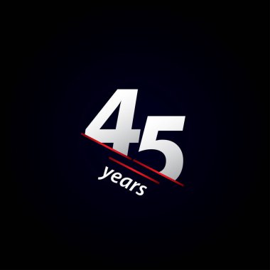 45 Yıl Yıldönümü Kutlaması Siyah ve Beyaz Vektör Şablon Tasarımı Çizimi