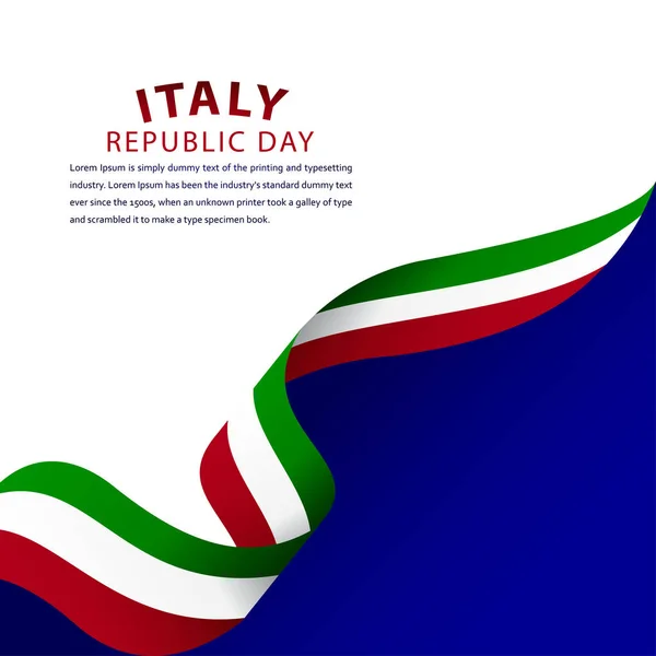 Feliz Italia Celebración Del Día República Vector Template Design Illustration — Vector de stock