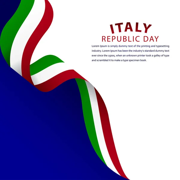 Feliz Italia Celebración Del Día República Vector Template Design Illustration — Vector de stock