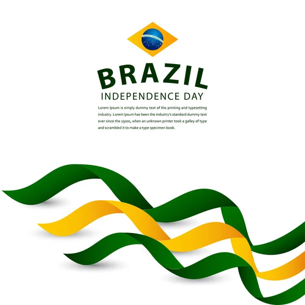 Feliz Brasil Independência Dia Celebração Vetor Modelo Design Ilustração —  Vetores de Stock