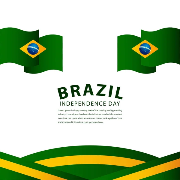 Ευτυχισμένη Βραζιλία Ημέρα Ανεξαρτησίας Εορτασμός Διάνυσμα Πρότυπο Εικονογράφηση — Διανυσματικό Αρχείο