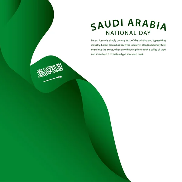 Mutlu Suudi Arabistan Ulusal Günü Kutlama Şablonu Tasarım Çizimi — Stok Vektör